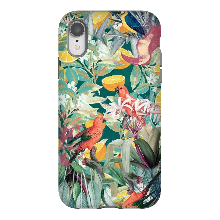 iPhone Xr StrongFit Parrots, oranges and tropical leaves - jungle paradise by Oana 
