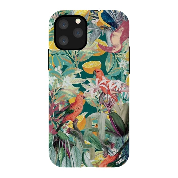 iPhone 11 Pro StrongFit Parrots, oranges and tropical leaves - jungle paradise by Oana 