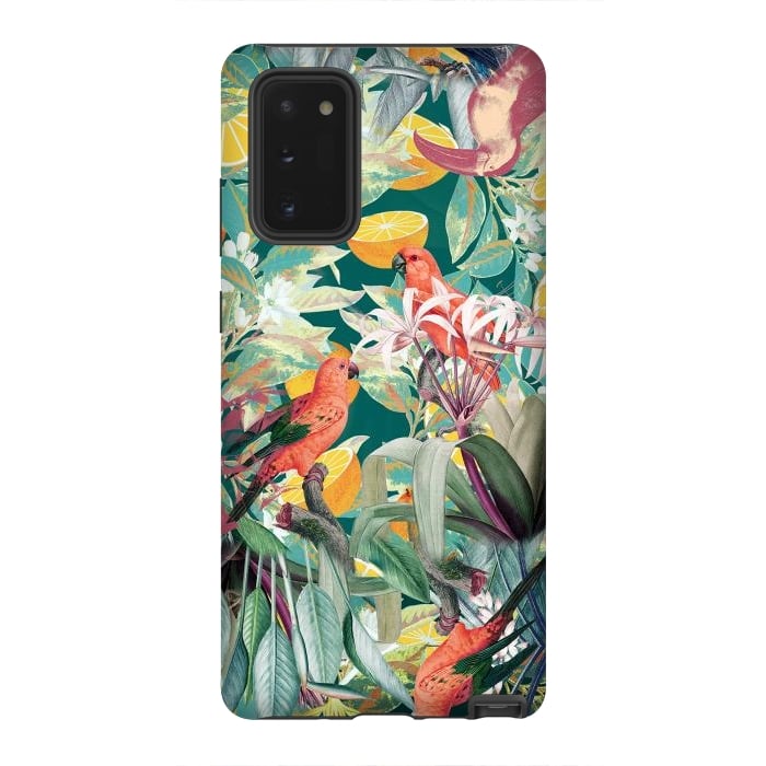 Galaxy Note 20 StrongFit Parrots, oranges and tropical leaves - jungle paradise by Oana 