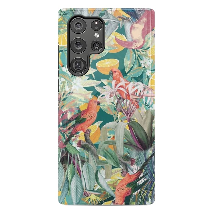 Galaxy S22 Ultra StrongFit Parrots, oranges and tropical leaves - jungle paradise by Oana 