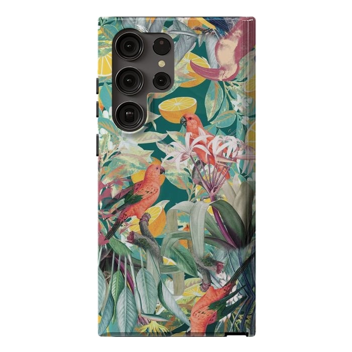 Galaxy S23 Ultra StrongFit Parrots, oranges and tropical leaves - jungle paradise by Oana 