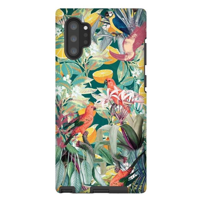 Galaxy Note 10 plus StrongFit Parrots, oranges and tropical leaves - jungle paradise by Oana 