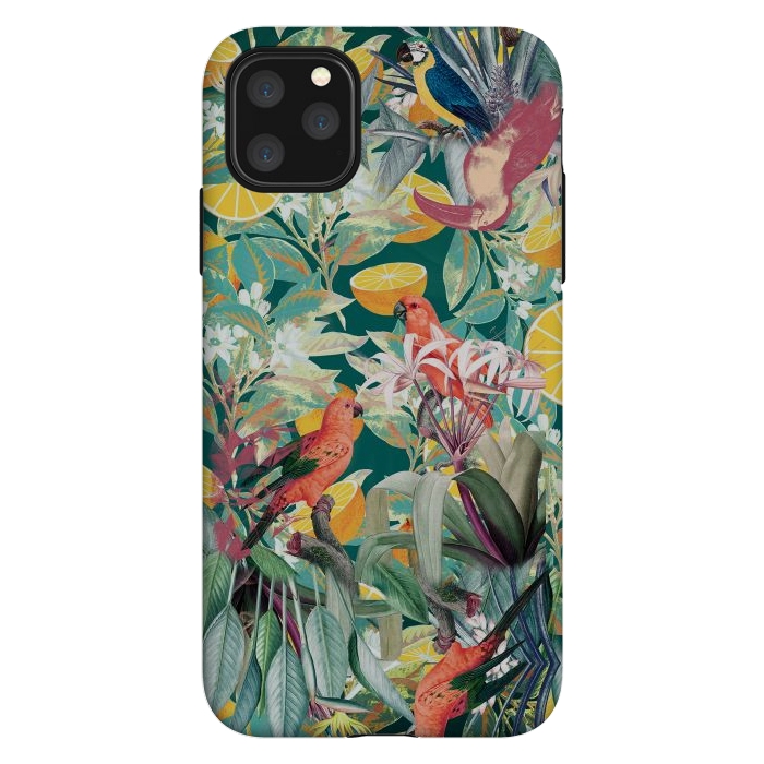 iPhone 11 Pro Max StrongFit Parrots, oranges and tropical leaves - jungle paradise by Oana 