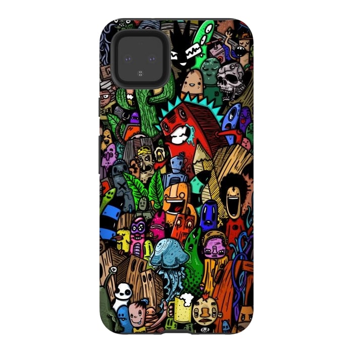Pixel 4XL StrongFit Doodle color party by Manuvila