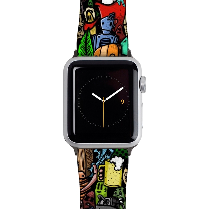 Watch 38mm / 40mm Strap PU leather Doodle color party by Manuvila