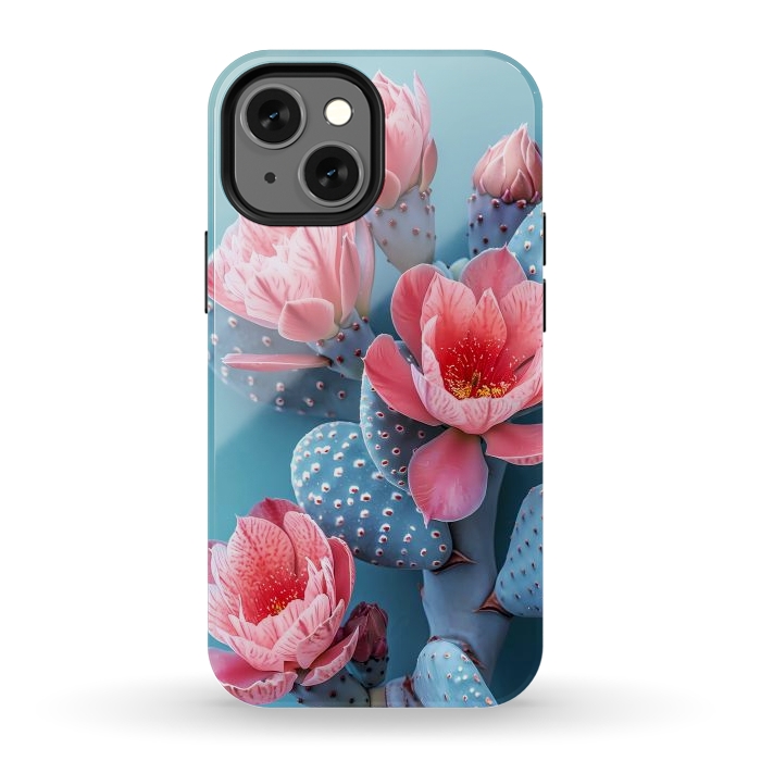 iPhone 12 mini StrongFit Pastel cactus flowers by haroulita