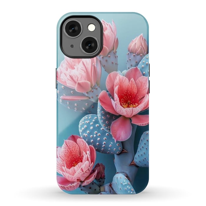 iPhone 13 StrongFit Pastel cactus flowers by haroulita