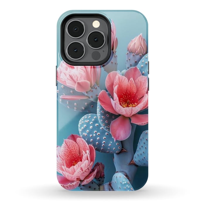 iPhone 13 pro StrongFit Pastel cactus flowers by haroulita