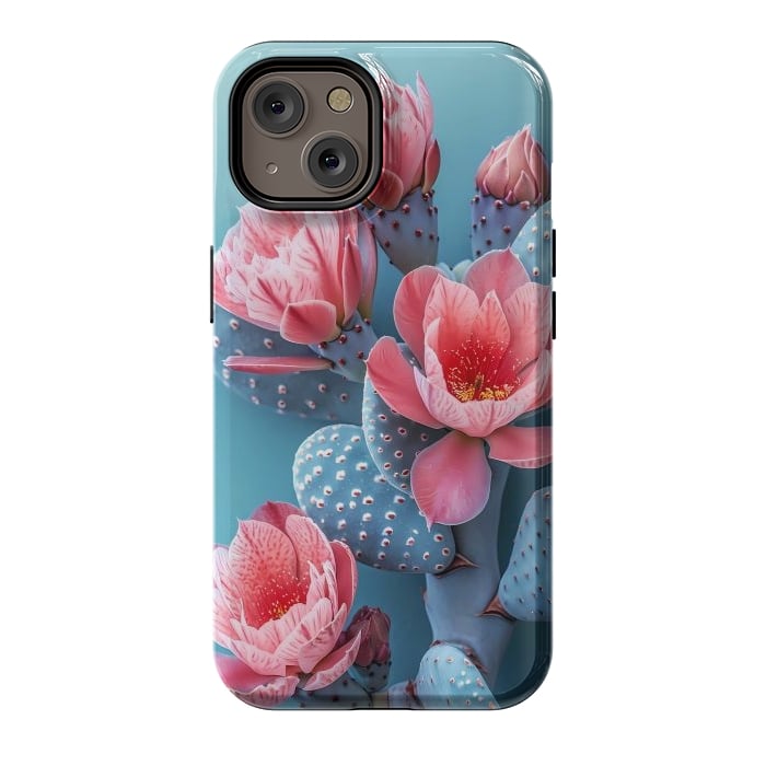 iPhone 14 StrongFit Pastel cactus flowers by haroulita
