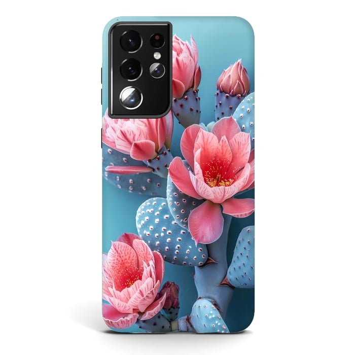 Galaxy S21 ultra StrongFit Pastel cactus flowers by haroulita