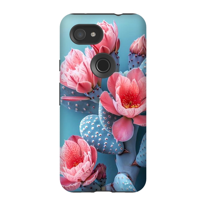 Pixel 3A StrongFit Pastel cactus flowers by haroulita
