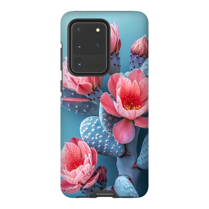 Galaxy S20 Ultra StrongFit Pastel cactus flowers by haroulita