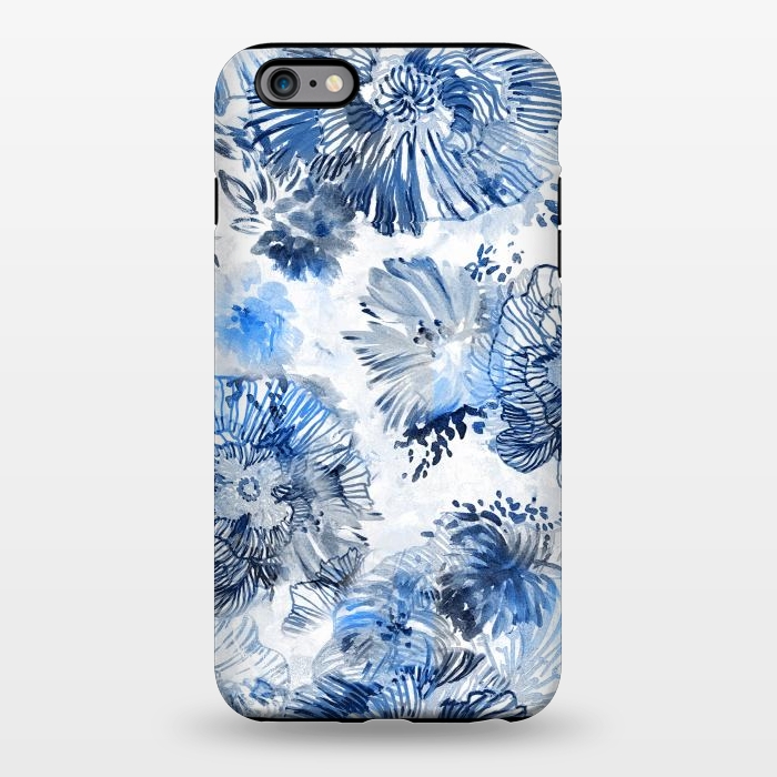 iPhone 6/6s plus StrongFit Blue watercolor flowers - painted petals by Oana 