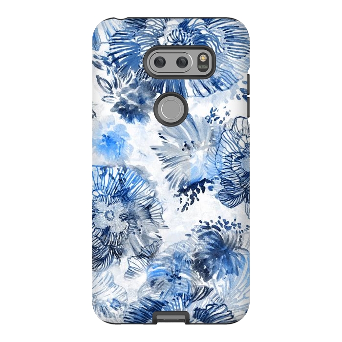 V30 StrongFit Blue watercolor flowers - painted petals by Oana 