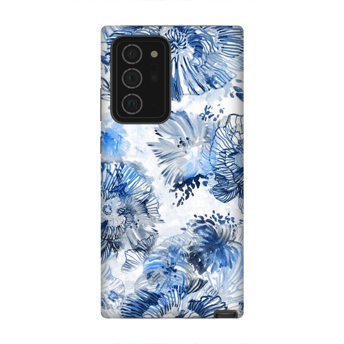 Galaxy Note 20 Ultra StrongFit Blue watercolor flowers - painted petals by Oana 