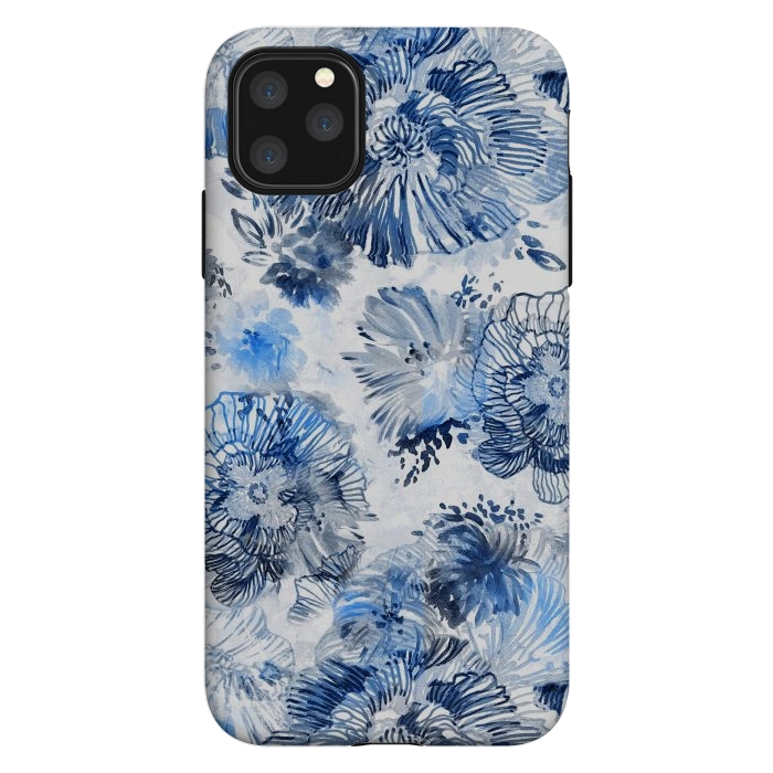 iPhone 11 Pro Max StrongFit Blue watercolor flowers - painted petals by Oana 