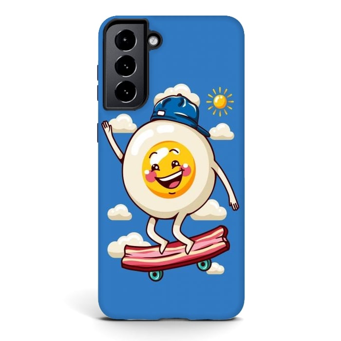 Galaxy S21 plus StrongFit Funny Fried Egg by LM2Kone