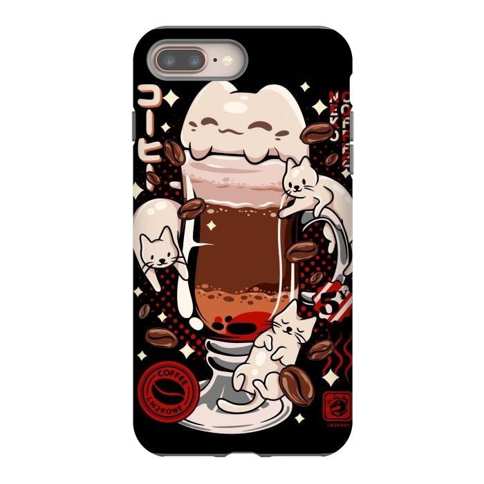 iPhone 7 plus StrongFit Catpuccino - Coffee Kawaii Cat by LM2Kone