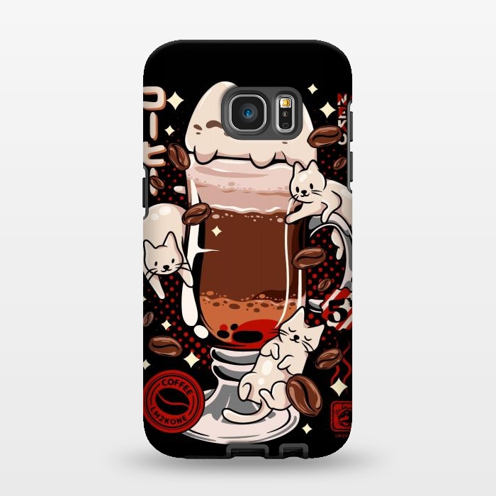 Galaxy S7 EDGE StrongFit Catpuccino - Coffee Kawaii Cat by LM2Kone