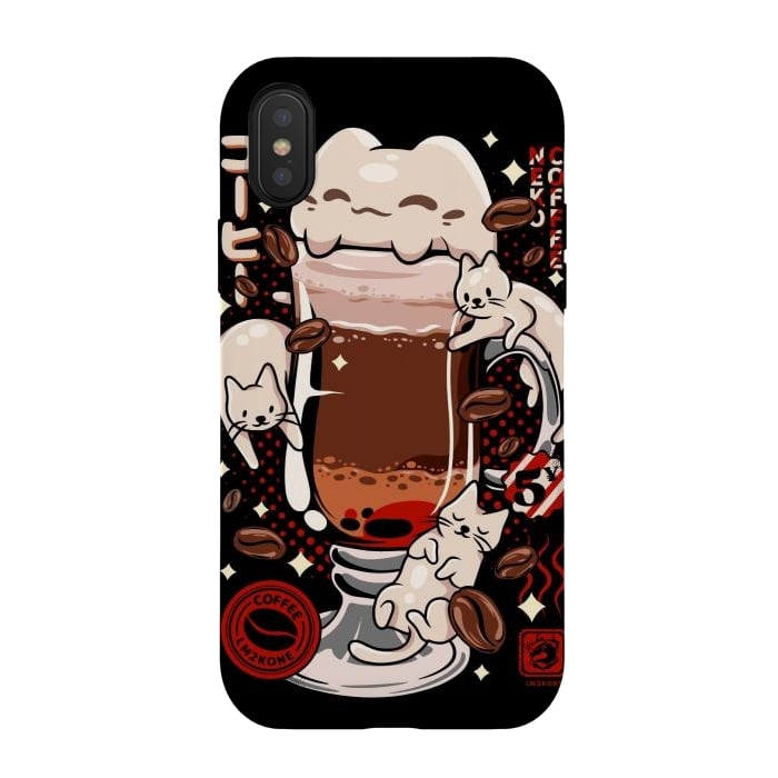 iPhone Xs / X StrongFit Catpuccino - Coffee Kawaii Cat by LM2Kone