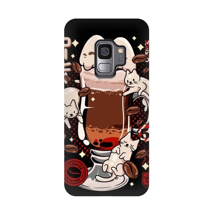 Galaxy S9 StrongFit Catpuccino - Coffee Kawaii Cat by LM2Kone