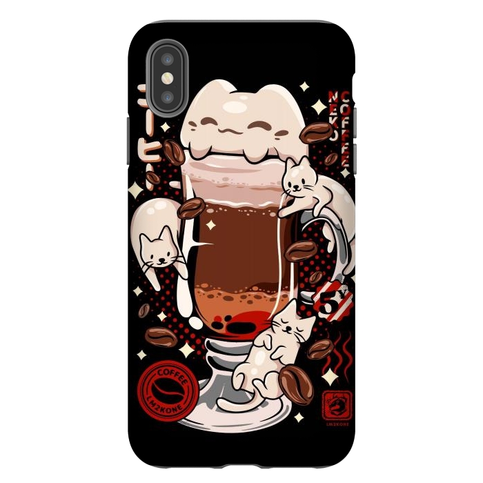 iPhone Xs Max StrongFit Catpuccino - Coffee Kawaii Cat by LM2Kone