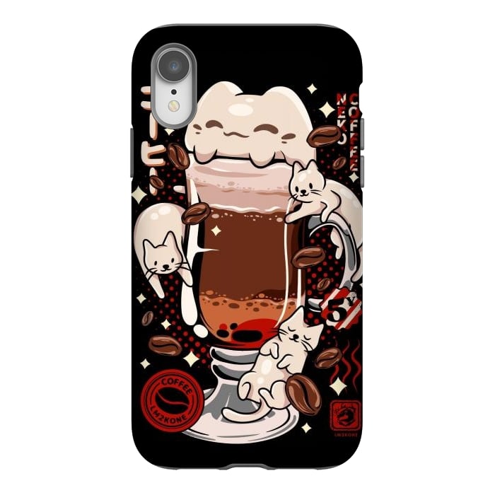 iPhone Xr StrongFit Catpuccino - Coffee Kawaii Cat by LM2Kone