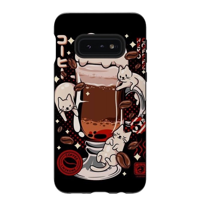 Galaxy S10e StrongFit Catpuccino - Coffee Kawaii Cat by LM2Kone