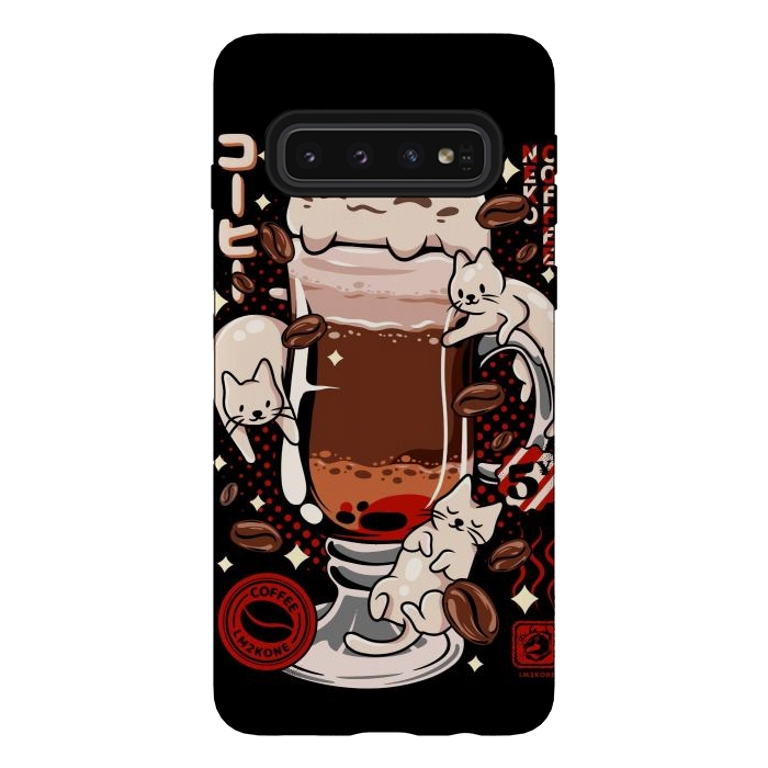 Galaxy S10 StrongFit Catpuccino - Coffee Kawaii Cat by LM2Kone
