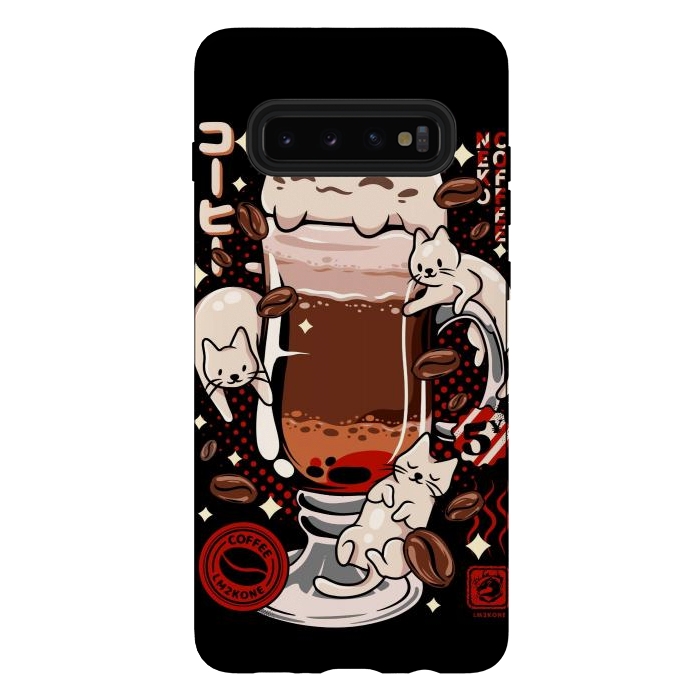 Galaxy S10 plus StrongFit Catpuccino - Coffee Kawaii Cat by LM2Kone