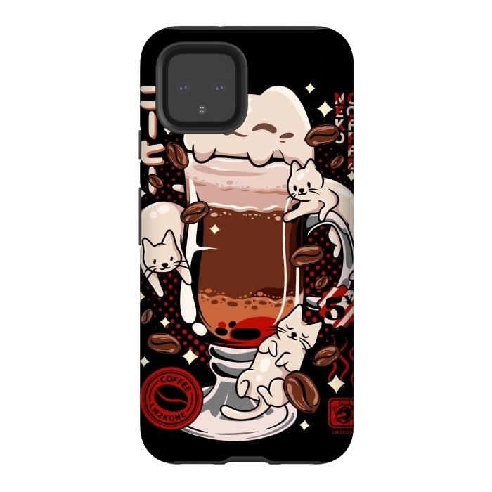 Pixel 4 StrongFit Catpuccino - Coffee Kawaii Cat by LM2Kone