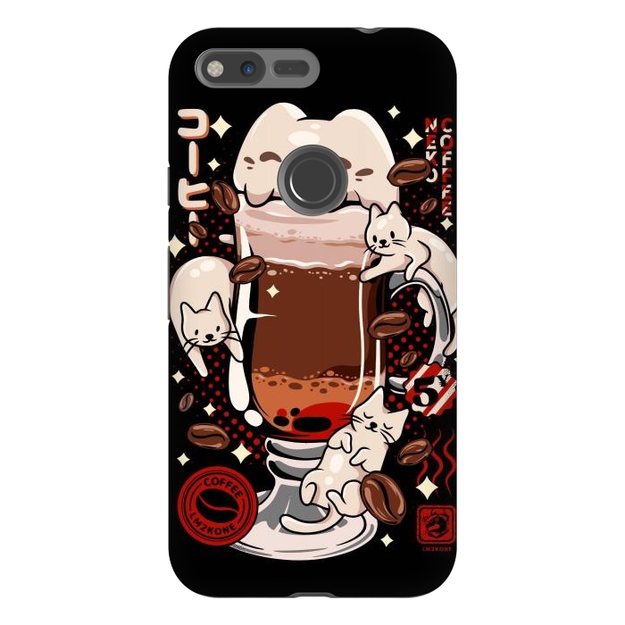 Pixel XL StrongFit Catpuccino - Coffee Kawaii Cat by LM2Kone