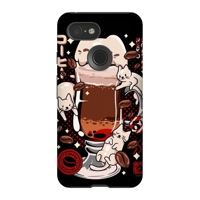Pixel 3 StrongFit Catpuccino - Coffee Kawaii Cat by LM2Kone