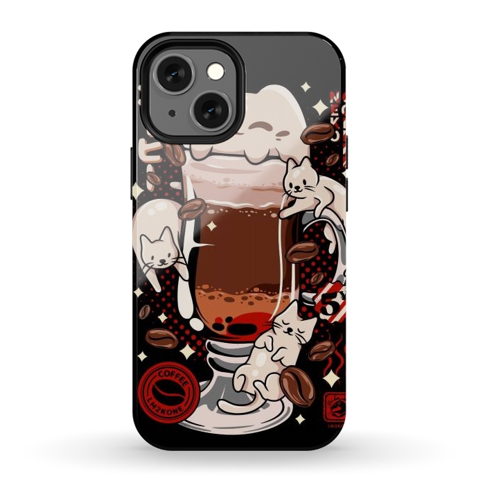 iPhone 12 mini StrongFit Catpuccino - Coffee Kawaii Cat by LM2Kone