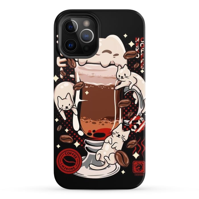 iPhone 12 Pro StrongFit Catpuccino - Coffee Kawaii Cat by LM2Kone