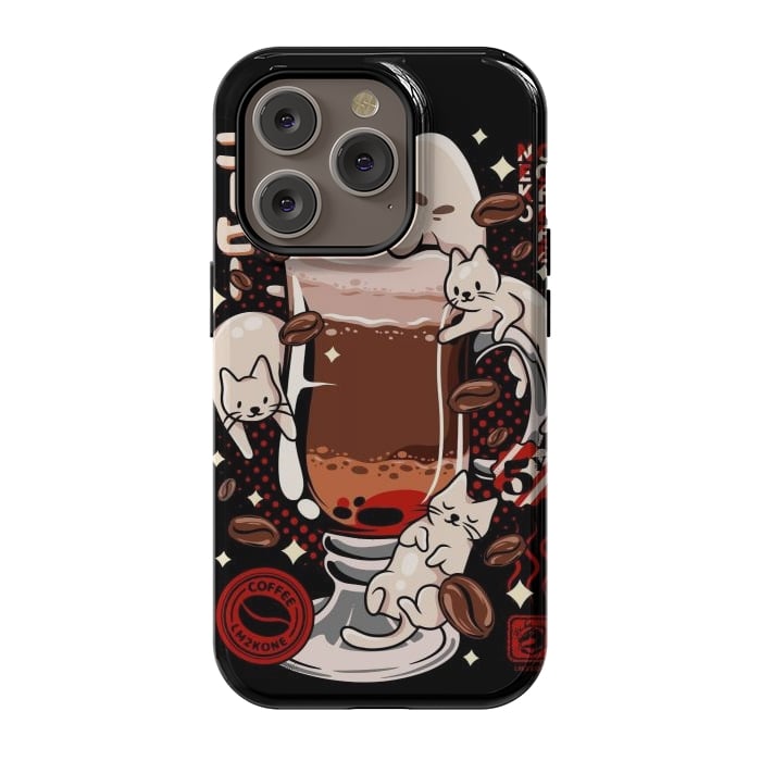 iPhone 14 Pro StrongFit Catpuccino - Coffee Kawaii Cat by LM2Kone