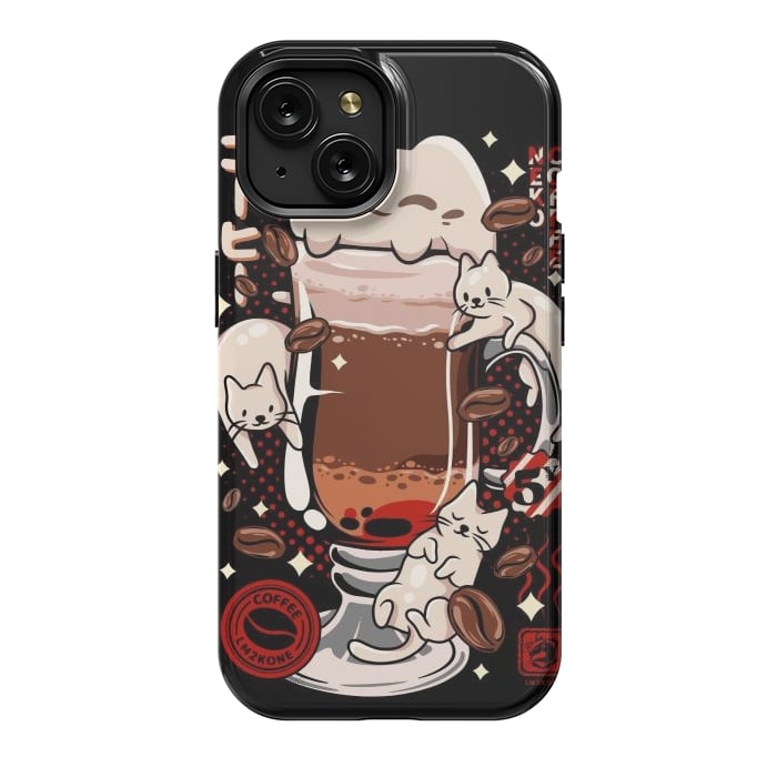 iPhone 15 StrongFit Catpuccino - Coffee Kawaii Cat by LM2Kone