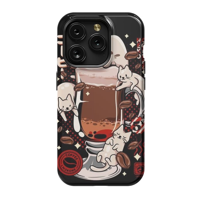 iPhone 15 Pro StrongFit Catpuccino - Coffee Kawaii Cat by LM2Kone
