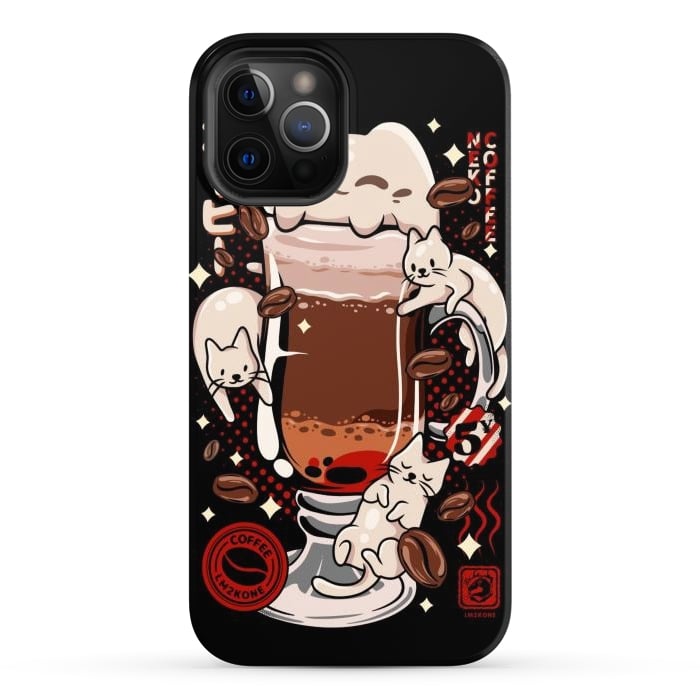 iPhone 12 Pro Max StrongFit Catpuccino - Coffee Kawaii Cat by LM2Kone