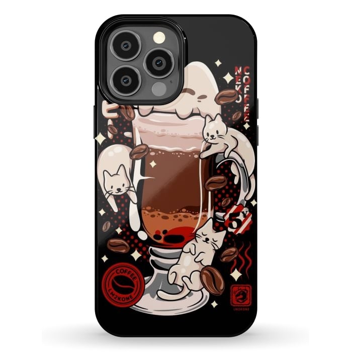iPhone 13 Pro Max StrongFit Catpuccino - Coffee Kawaii Cat by LM2Kone