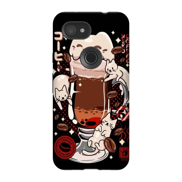 Pixel 3A StrongFit Catpuccino - Coffee Kawaii Cat by LM2Kone