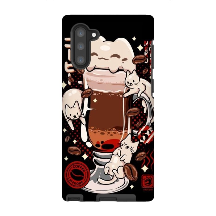 Galaxy Note 10 StrongFit Catpuccino - Coffee Kawaii Cat by LM2Kone
