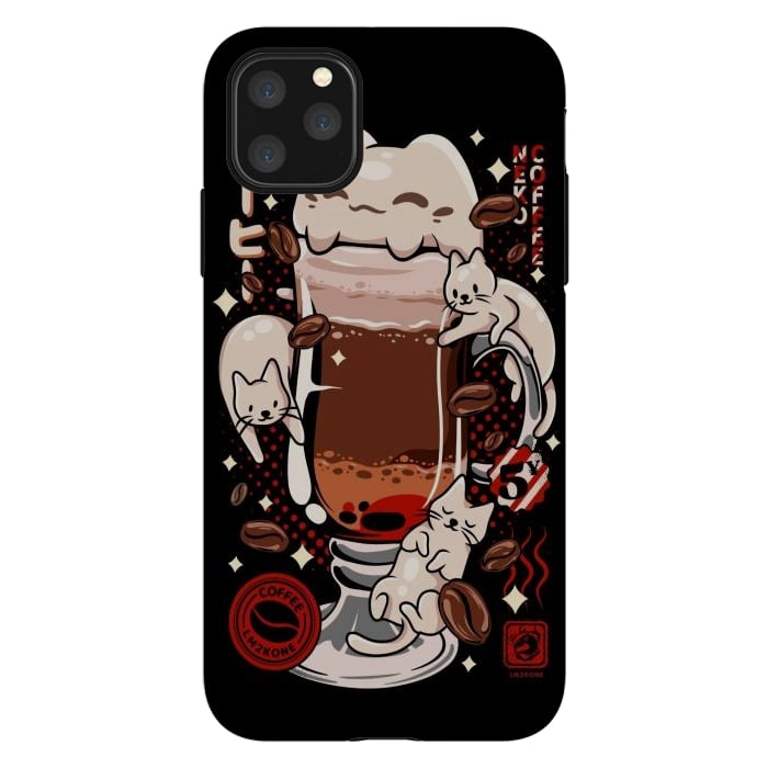 iPhone 11 Pro Max StrongFit Catpuccino - Coffee Kawaii Cat by LM2Kone