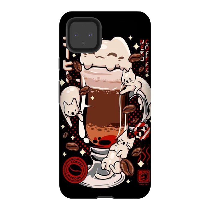 Pixel 4XL StrongFit Catpuccino - Coffee Kawaii Cat by LM2Kone