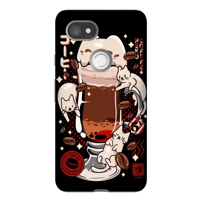 Pixel 2XL StrongFit Catpuccino - Coffee Kawaii Cat by LM2Kone