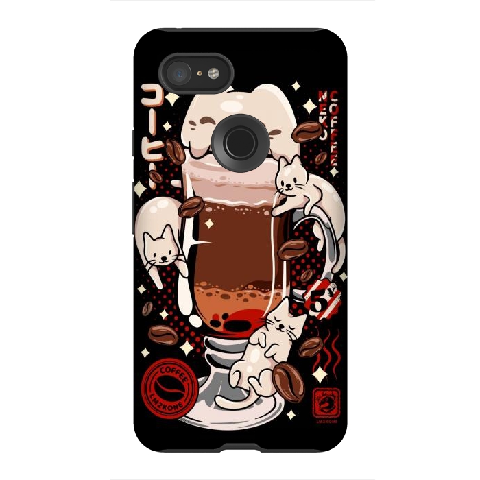 Pixel 3XL StrongFit Catpuccino - Coffee Kawaii Cat by LM2Kone