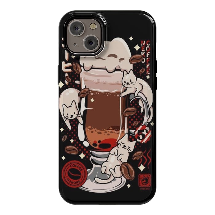 iPhone 14 Plus StrongFit Catpuccino - Coffee Kawaii Cat by LM2Kone