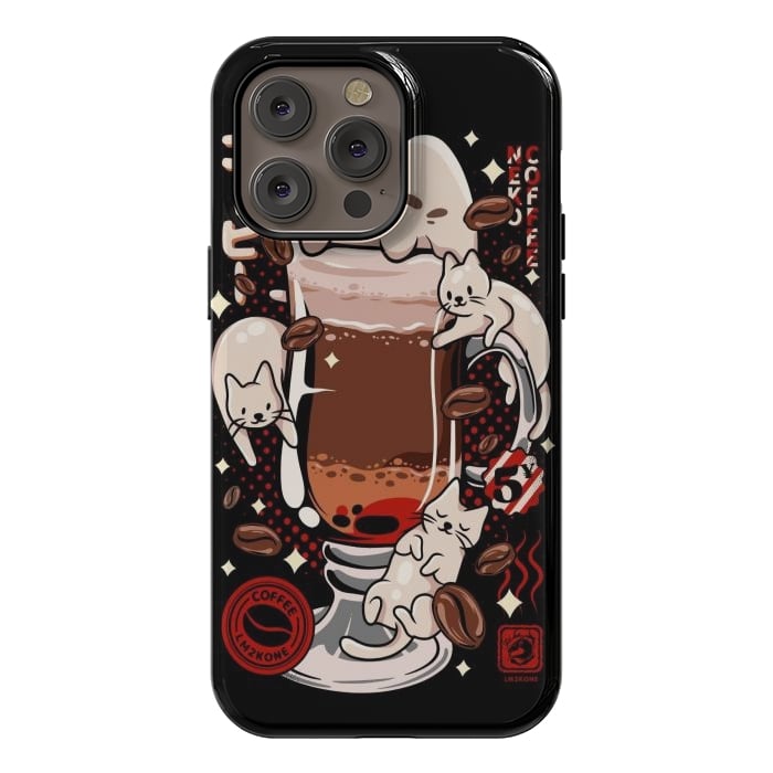 iPhone 14 Pro max StrongFit Catpuccino - Coffee Kawaii Cat by LM2Kone