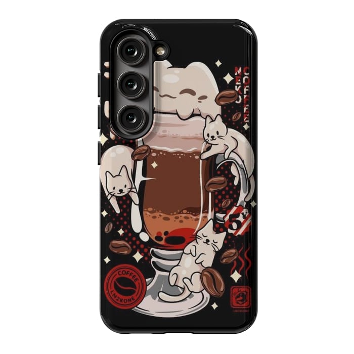 Galaxy S23 StrongFit Catpuccino - Coffee Kawaii Cat by LM2Kone