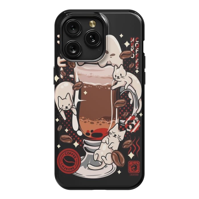 iPhone 15 Pro Max StrongFit Catpuccino - Coffee Kawaii Cat by LM2Kone
